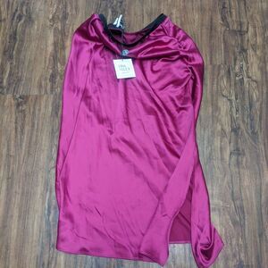 Lisa & Lucy Magenta Side Slit Gathered Midi Skirt Large NWT